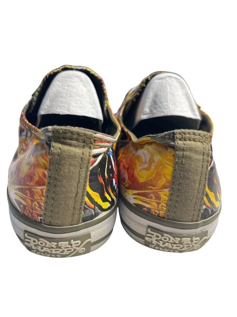 VTG Y2K Ed Hardy Tiger Tattoo Canvas Slip-On laceless Sneakers Mens 8 Womens 10